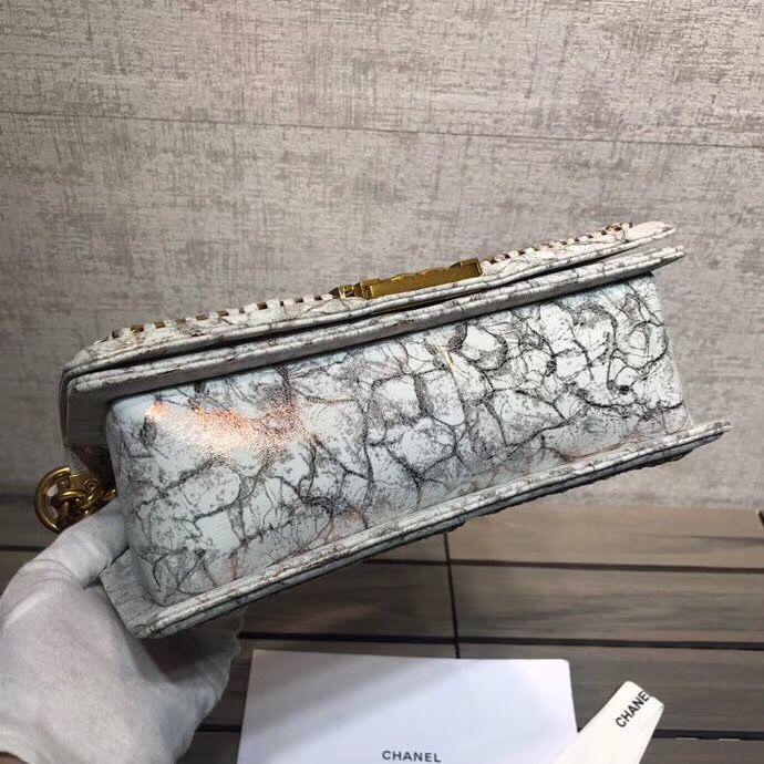 Boy Chanel Flap Shoulder Bag Snake Leather A67099 Gold  