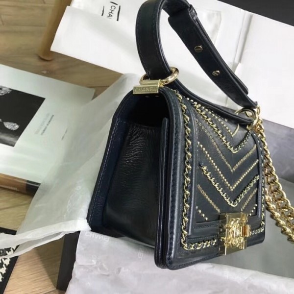 Chanel Crumpled Calfskin Small Boy Chanel Bag A67085 Deep Paon 2018(Gold-Tone Metal) Collection
