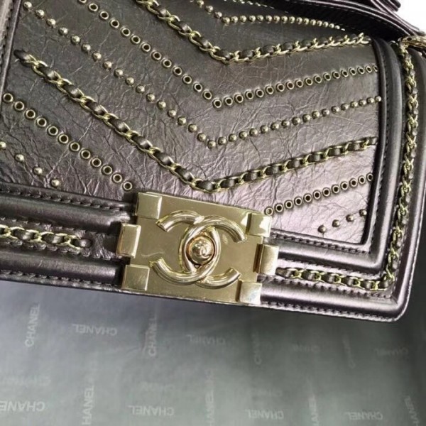 Chanel Metallic Crumpled Calfskin Small Boy Chanel Bag A67085 2018(Gold-Tone Metal) Collection