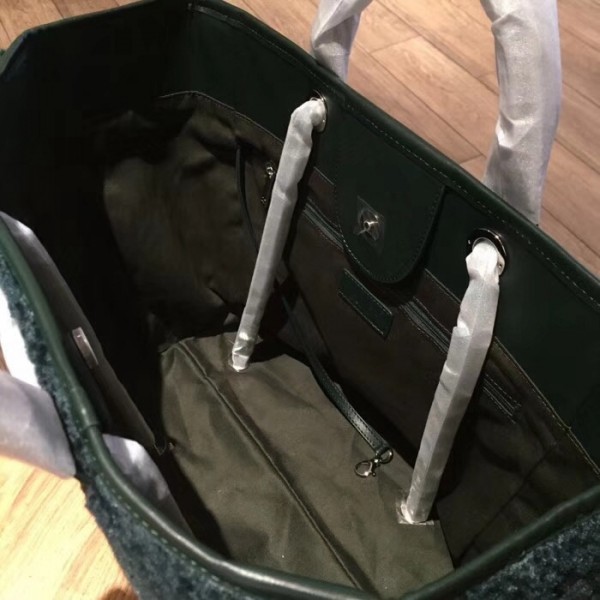 Chanel Shearling Deauville Maxi Shopping Bag A66942 Green 2018 Collection