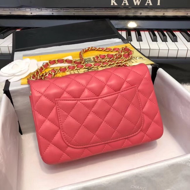 CHANEL Classic Handbag Lambskin Gold-Tone & Ruthenium-Finish Metal A01116 red 