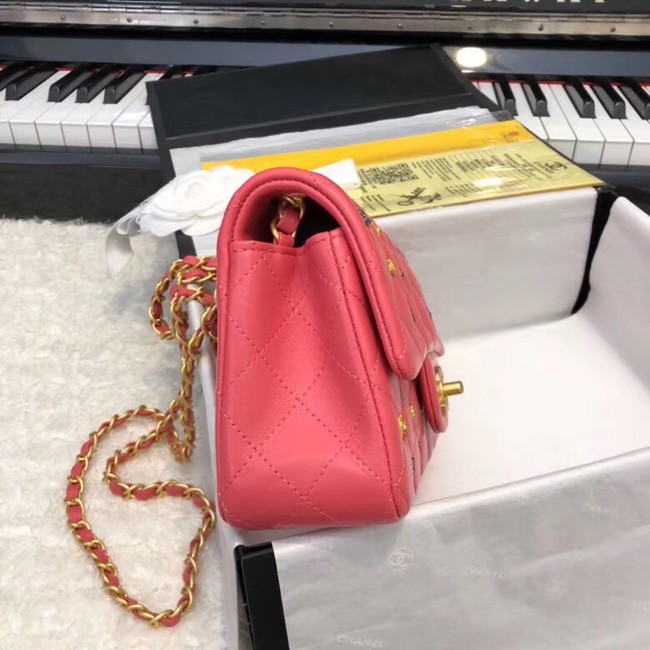 CHANEL Classic Handbag Lambskin Gold-Tone & Ruthenium-Finish Metal A01116 red 