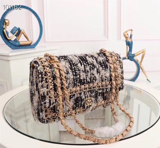 Chanel Tweed Calfskin 1112 apricot gold-Tone Metal 