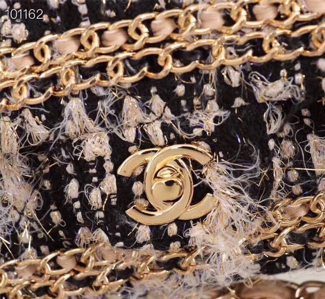 Chanel Tweed Calfskin 1112 apricot gold-Tone Metal 