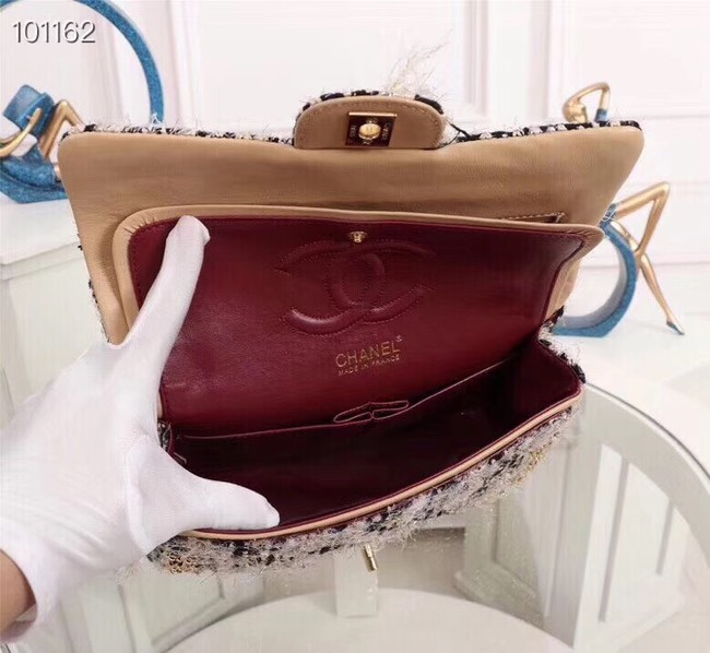 Chanel Tweed Calfskin 1112 apricot gold-Tone Metal 