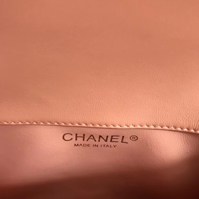 Chanel Flap Bag with Top Handle Gold-Tone Metal A57342 pink 