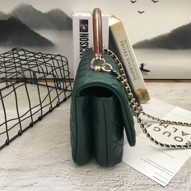 Chanel Flap Bag with Top Handle Gold-Tone Metal A57342 green 