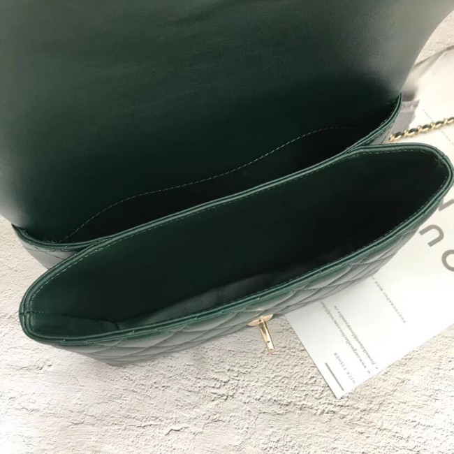 Chanel Flap Bag with Top Handle Gold-Tone Metal A57342 green 