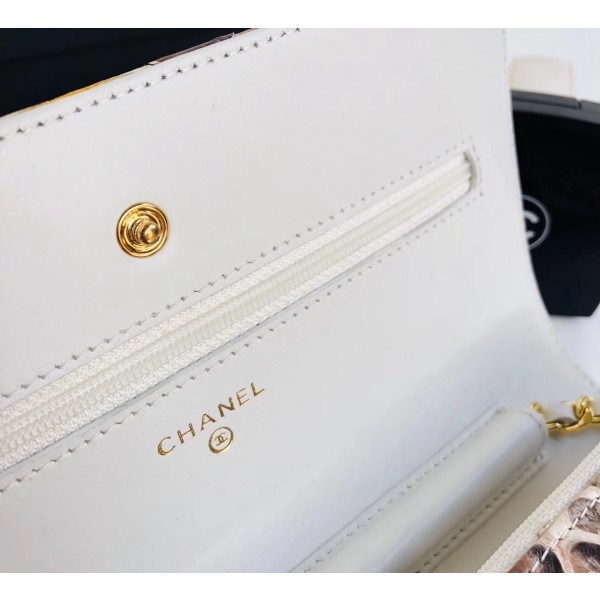 Chanel Python Leather Wallet On Chain WOC Flap Bag Gold 2018