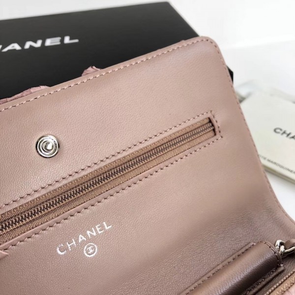 Chanel Python Leather Wallet On Chain WOC Flap Bag Pink 2018