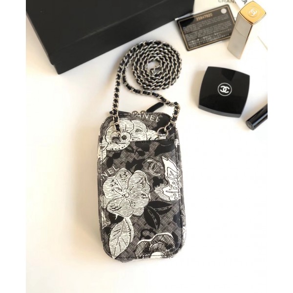 Chanel Printed Lambskin Clutch with Chain Black 2018 Collection