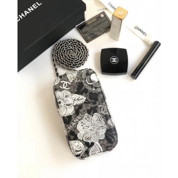 Chanel Printed Lambskin Clutch with Chain Black 2018 Collection