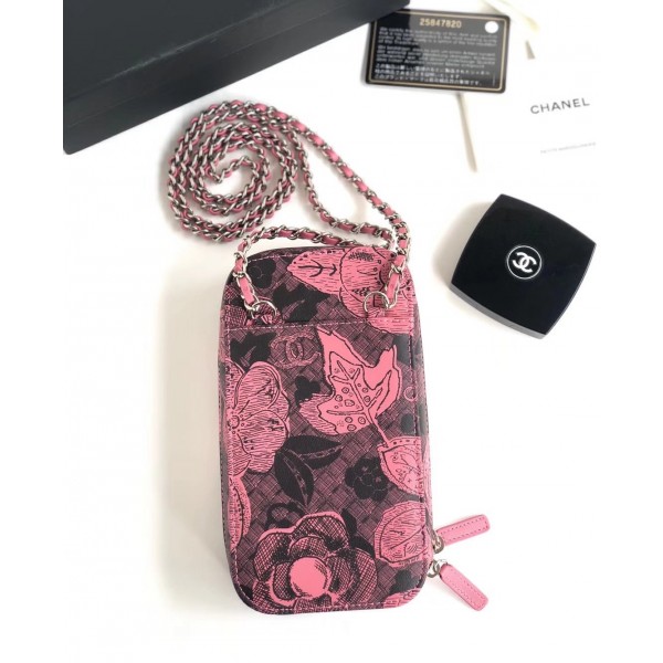 Chanel Printed Lambskin Clutch with Chain Pink 2018 Collection