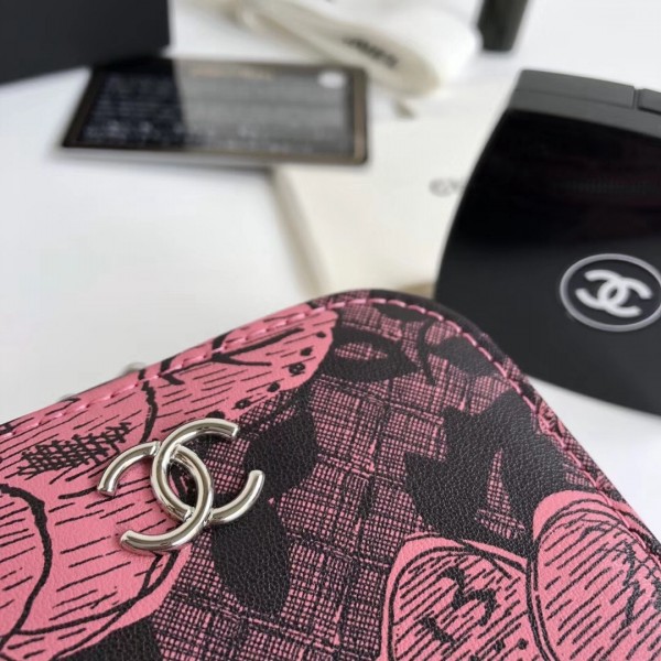 Chanel Printed Lambskin Clutch with Chain Pink 2018 Collection