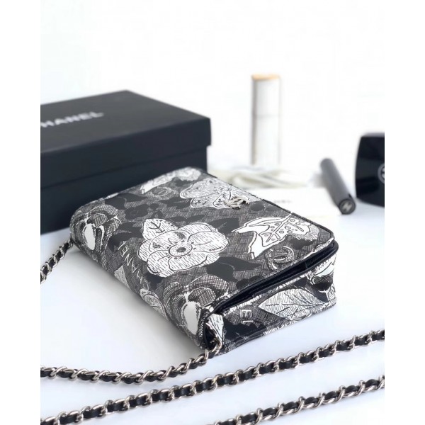 Chanel Printed Lambskin Wallet On Chain WOC Bag Black 2018 Collection