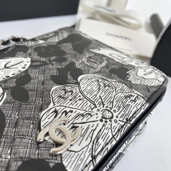 Chanel Printed Lambskin Wallet On Chain WOC Bag Black 2018 Collection