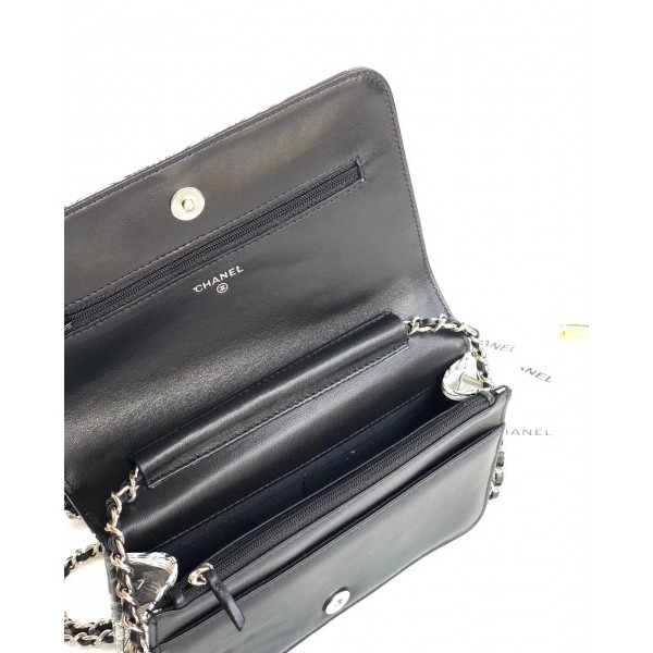 Chanel Printed Lambskin Wallet On Chain WOC Bag Black 2018 Collection