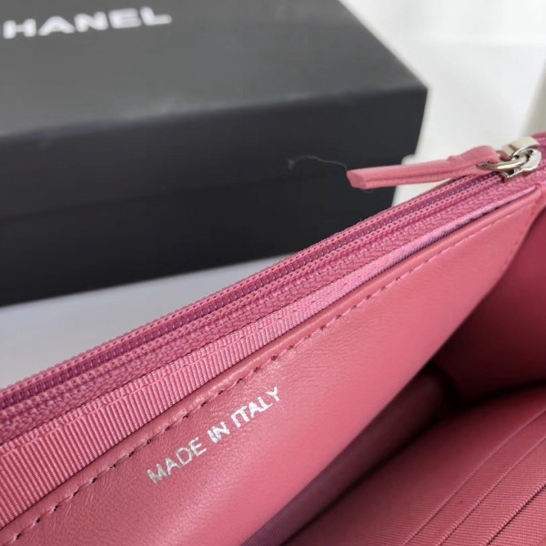 Chanel Printed Lambskin Wallet On Chain WOC Bag Pink 2018 Collection
