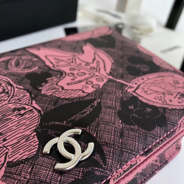 Chanel Printed Lambskin Wallet On Chain WOC Bag Pink 2018 Collection