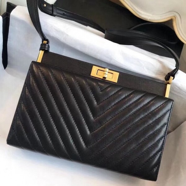 Chanel Chevron Calfskin Reissue Clutch Bag Black F/W 2018 Collection