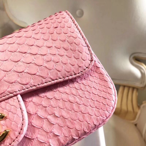 Chanel Python Classic Small Flap Bag Pink 2018 Collection