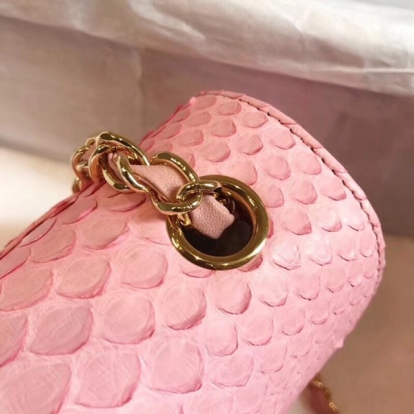 Chanel Python Classic Small Flap Bag Pink 2018 Collection