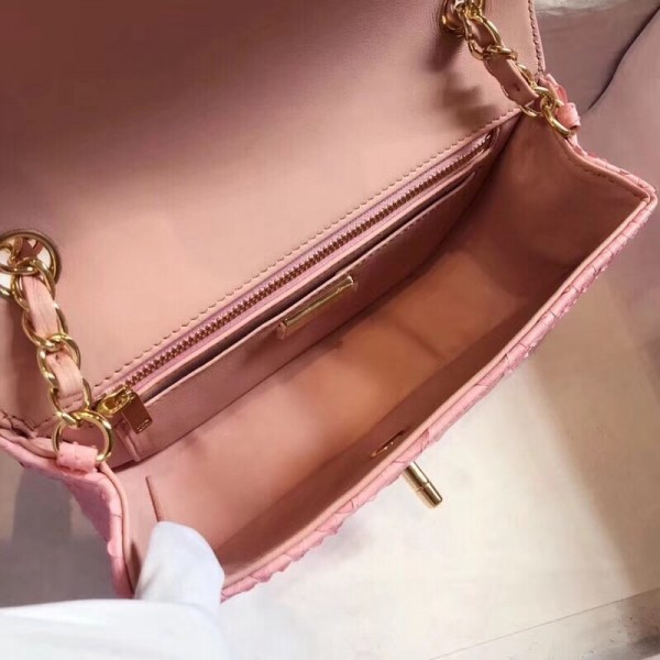 Chanel Python Classic Small Flap Bag Pink 2018 Collection
