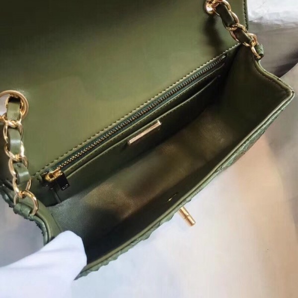 Chanel Python Classic Small Flap Bag Olive Green 2018 Collection