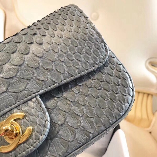 Chanel Python Classic Small Flap Bag Grey 2018 Collection
