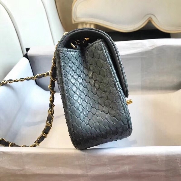 Chanel Python Classic Small Flap Bag Grey 2018 Collection