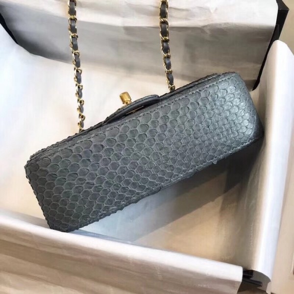 Chanel Python Classic Small Flap Bag Grey 2018 Collection