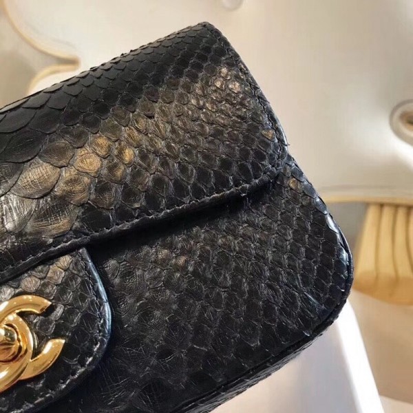 Chanel Python Classic Small Flap Bag Black 2018 Collection