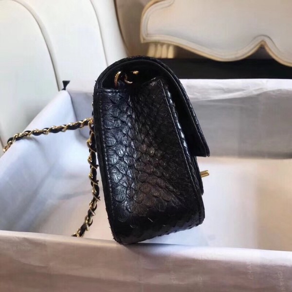 Chanel Python Classic Small Flap Bag Black 2018 Collection