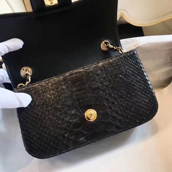 Chanel Python Classic Small Flap Bag Black 2018 Collection