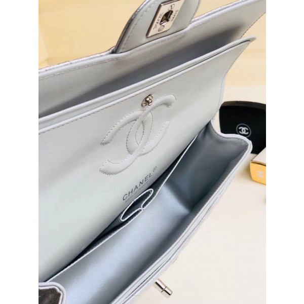 Chanel Aged Metallic Silver Calfskin Medium Classic Flap Bag 2018 Collection