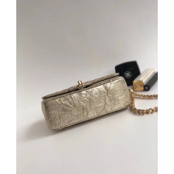 Chanel Aged Metallic Light Gold Calfskin Small Classic Flap Bag 2018 Collection