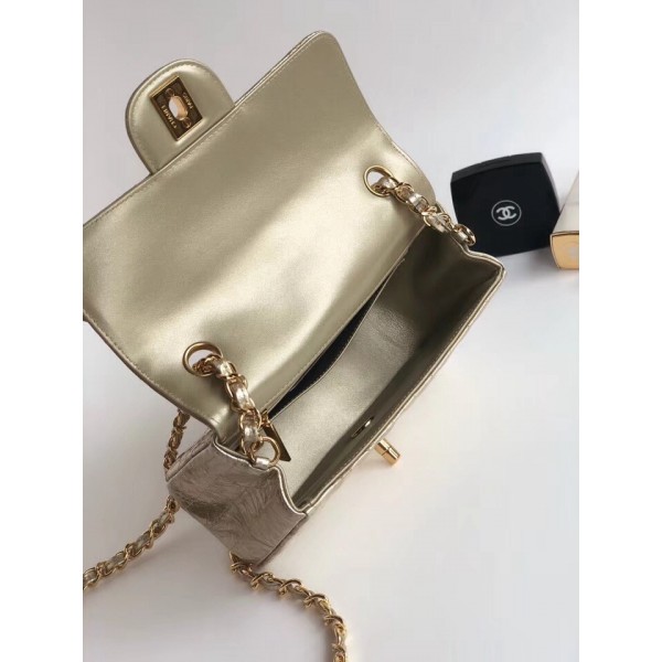 Chanel Aged Metallic Light Gold Calfskin Small Classic Flap Bag 2018 Collection