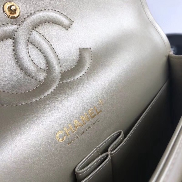 Chanel Aged Metallic Light Gold Calfskin Medium Classic Flap Bag 2018 Collection