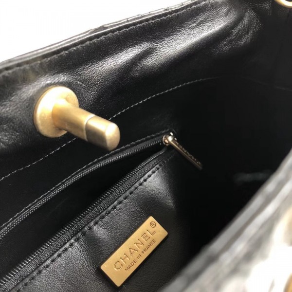 Chanel Button Up Python & Grosgrain Small Hobo Handbag A57573 Black 2018 Collection
