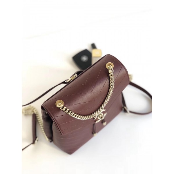Chanel Coco Chevron Calfskin Backpack A57555 Burberrygundy 2018 Collection