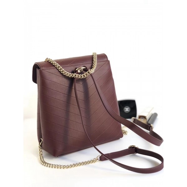 Chanel Coco Chevron Calfskin Backpack A57555 Burberrygundy 2018 Collection
