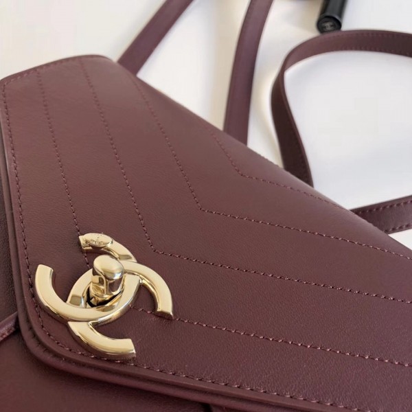 Chanel Coco Chevron Calfskin Backpack A57555 Burberrygundy 2018 Collection