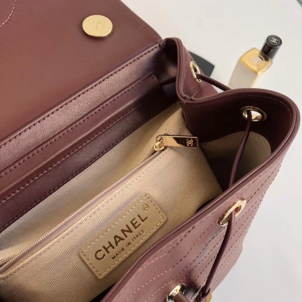 Chanel Coco Chevron Calfskin Backpack A57555 Burberrygundy 2018 Collection