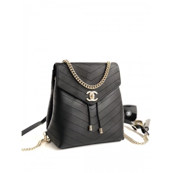 Chanel Coco Chevron Calfskin Backpack A57555 Black 2018 Collection