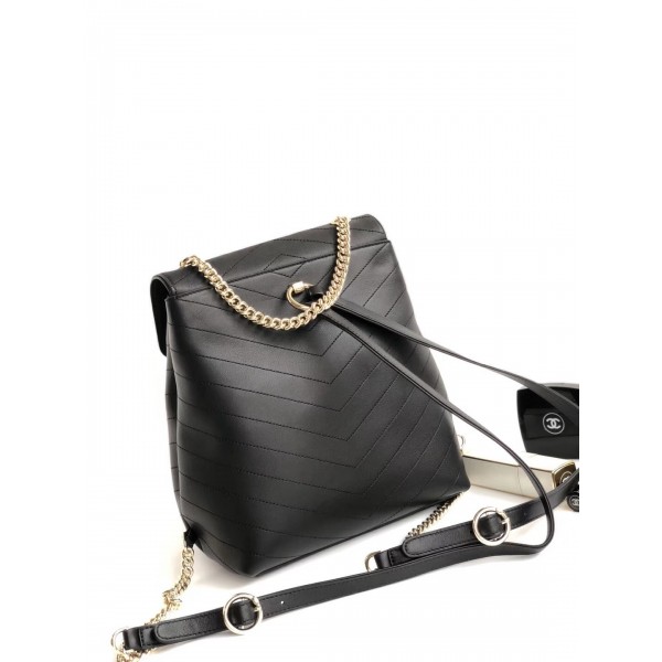 Chanel Coco Chevron Calfskin Backpack A57555 Black 2018 Collection