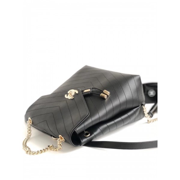Chanel Coco Chevron Calfskin Backpack A57555 Black 2018 Collection
