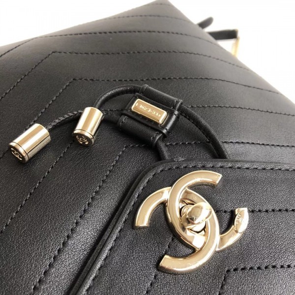 Chanel Coco Chevron Calfskin Backpack A57555 Black 2018 Collection