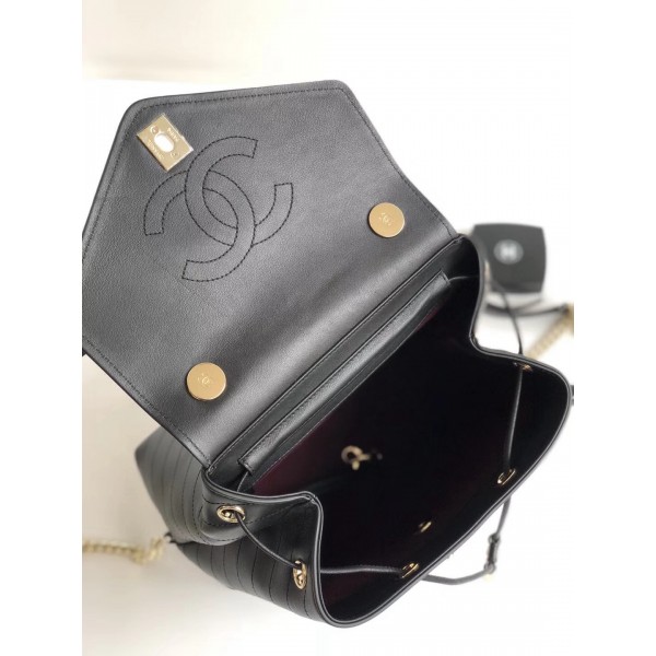 Chanel Coco Chevron Calfskin Backpack A57555 Black 2018 Collection