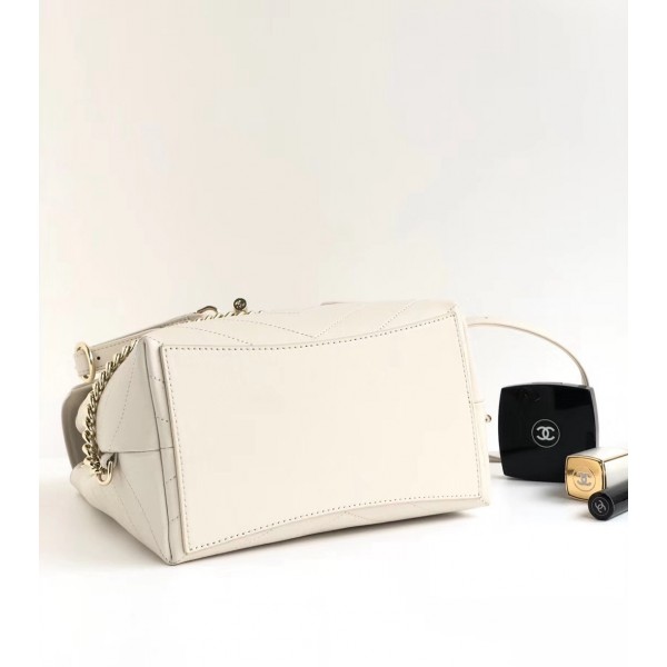 Chanel Coco Chevron Calfskin Backpack A57555 White 2018 Collection