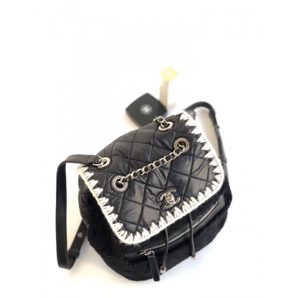 Chanel Shearling/Nylone/Calfskin Ccoco Neige Backpack A57580 Black 2018 Collection